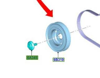 Śruba m12 x 50mm koła pasowego wału korbowego Ford -  2S6Q-6A345-AB , 1487861 , oryginał Ford OE