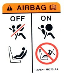 Nalepka ostrzeżenie airbag - 2U5A-14B372-AA, 4356752, oryginał Ford OE