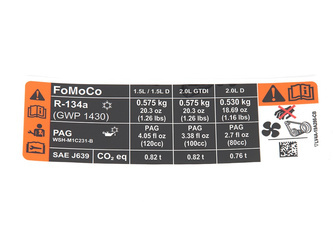 Naklejka układu klimatyzacji Kuga 20- - LV4A-19A286-CB, 2447242, oryginał Ford OE