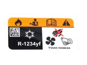 Nalepka klimatyzacji r-1234yf Ford wiele modeli -  GU5A-19A688-BA, 2143948, oryginał Ford OE