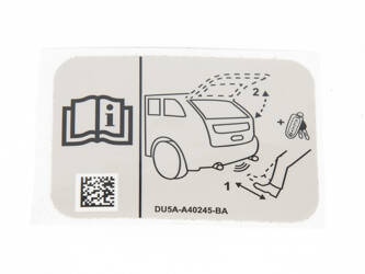 Nalepka klapy elektrycznej Kuga 20- Edge 15- -  DU5A-A40245-BA , 5241704, oryginał Ford OE