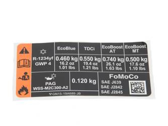 Naklejka układu klimatyzacji Ecosport 17- 01234yf - GN15-19A688-JB, 2479212, oryginał Ford OE