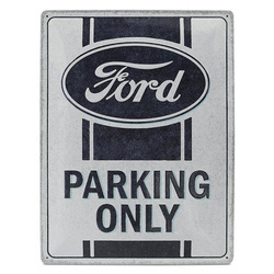BLASZANY SZYLD FORD PARKING ONLY BIAŁA