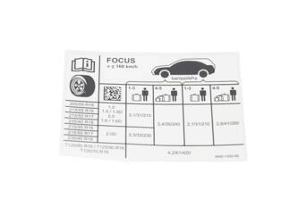 Kalkomania ciśnienie kół Focus 11- - BM51-1532-AE , 2159767, oryginał Ford OE