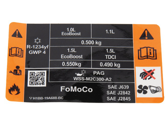Nalepka "klimatyzacja" Fiesta 20-21 Ford oe -  H1BB-19A688-BC, 2478199, oryginał Ford OE