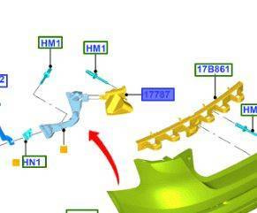 Ślizg lewy zderzaka tył Focus 2014- 5d hatchback -  F1EB-17A882-AA , 1864643, oryginał Ford OE