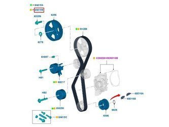 Rozrząd z pompą wody 2.0 tdci Kuga 12- Focus 11- -  9M5Q-8B596-AAK, 1855735, oryginał Ford OE