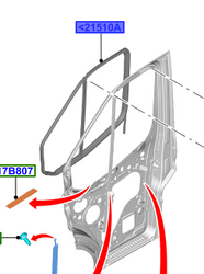 Uszczelka szyby drzwi lewa Transit 14- 19- - BK31-V21511-AG, 2042177, oryginał Ford OE
