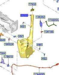 Zbiornik spryskiwaczy szyby przód Edge 15- 18- - GT4B-17618-AG , 2559219, oryginał Ford OE