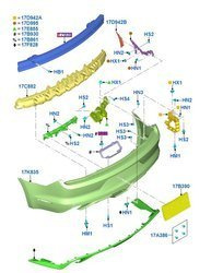 Zderzak tylny Mustang gt 2015-17 - do wersji z czujnikami -  FR3B-17K835-BKPRAA , 2003235, oryginał Ford OE